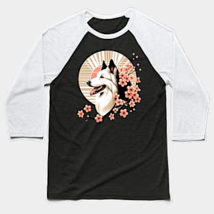 Joyful Croatian Sheepdog Amidst Spring Cherry Blossoms Baseball T-Shirt